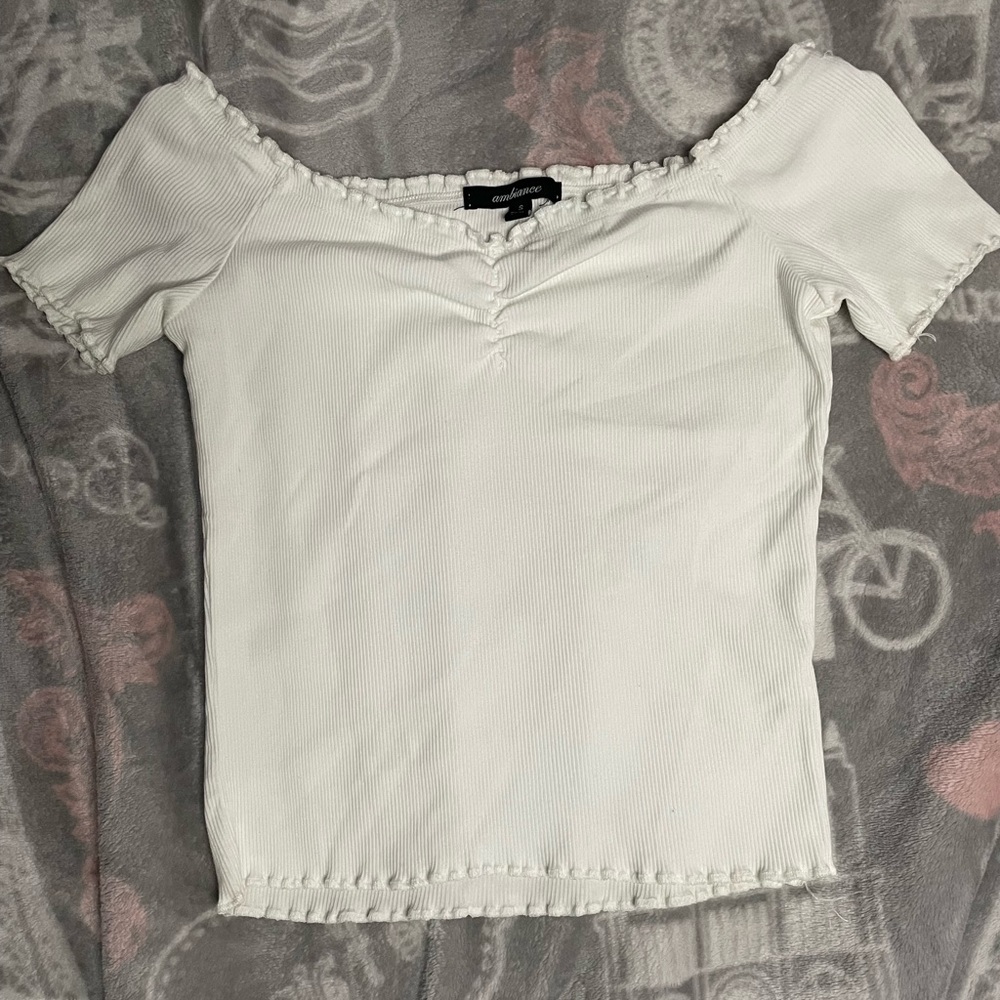 White off the shoulder ambience shirt, size small